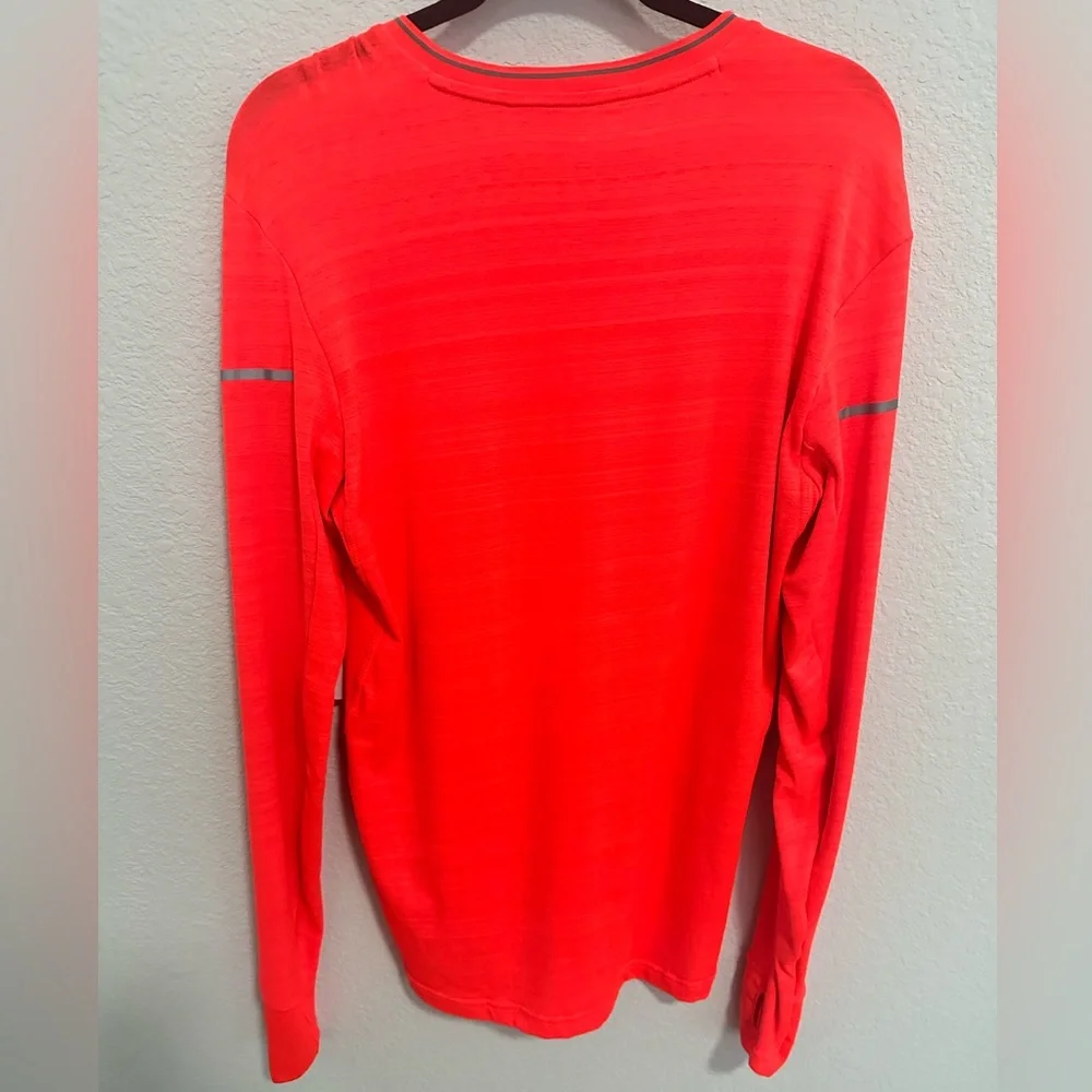 Adidas Neon Orange-Red Running Athletic Long Sleeve Climalite Shirt Size Small